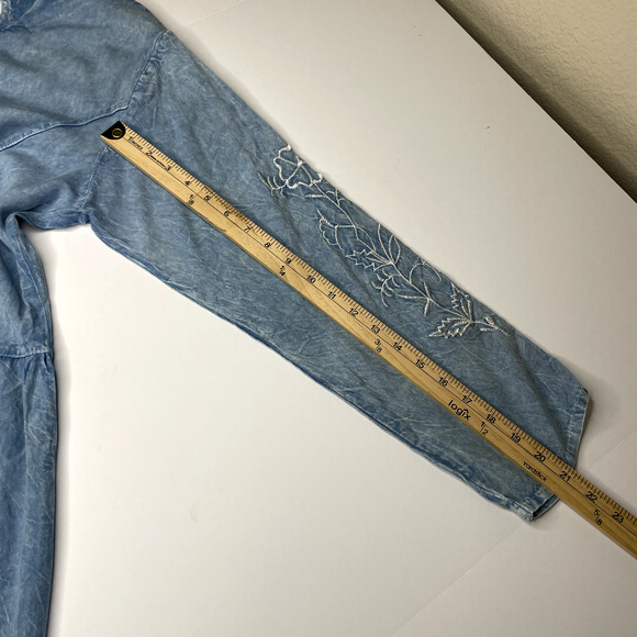 Vintage Rainforest Cafe Dress M Blue Embroidered Cottagecore Boho 90s Souvenir - Picture 8 of 8